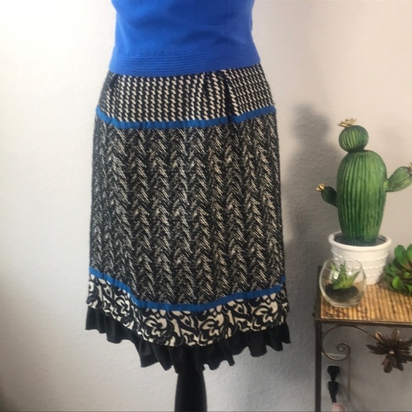 Girls of Savoy Anthropologie Arden sweater dress sleeveless blue black ruffled - Picture 4 of 8